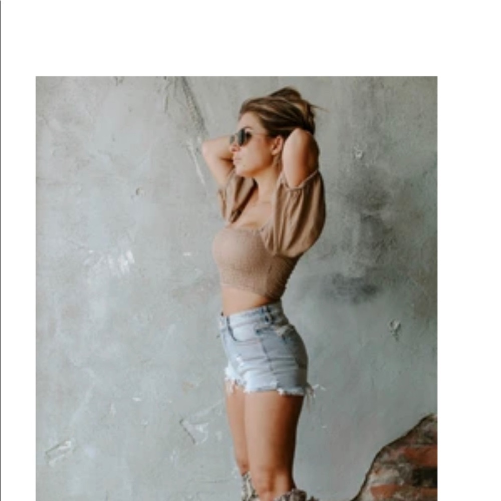 Kittenish Cleo Taupe Crop Top NWT